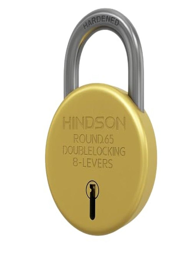 Hindson Round 65 Gold Durable Rust Resistant Locks with 6 Keys Each - Pack of 2 - Image 2